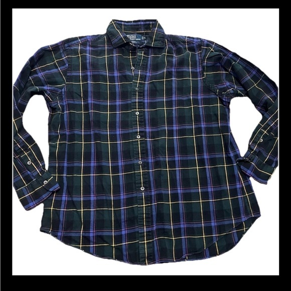 Polo Ralph Lauren regent classic fit‎  navy plaid flannel XL - Picture 1 of 9
